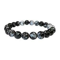Bracciale in Ossidiana fiocco di neve 6 mm