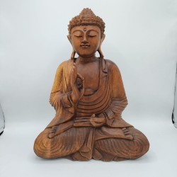 Statua Buddha legno naturale media