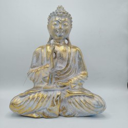 Statua Buddha bianco&oro medio