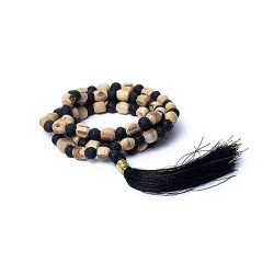 Mala in Legno Sacro Tulsi e Pietra Lavica della Protezione