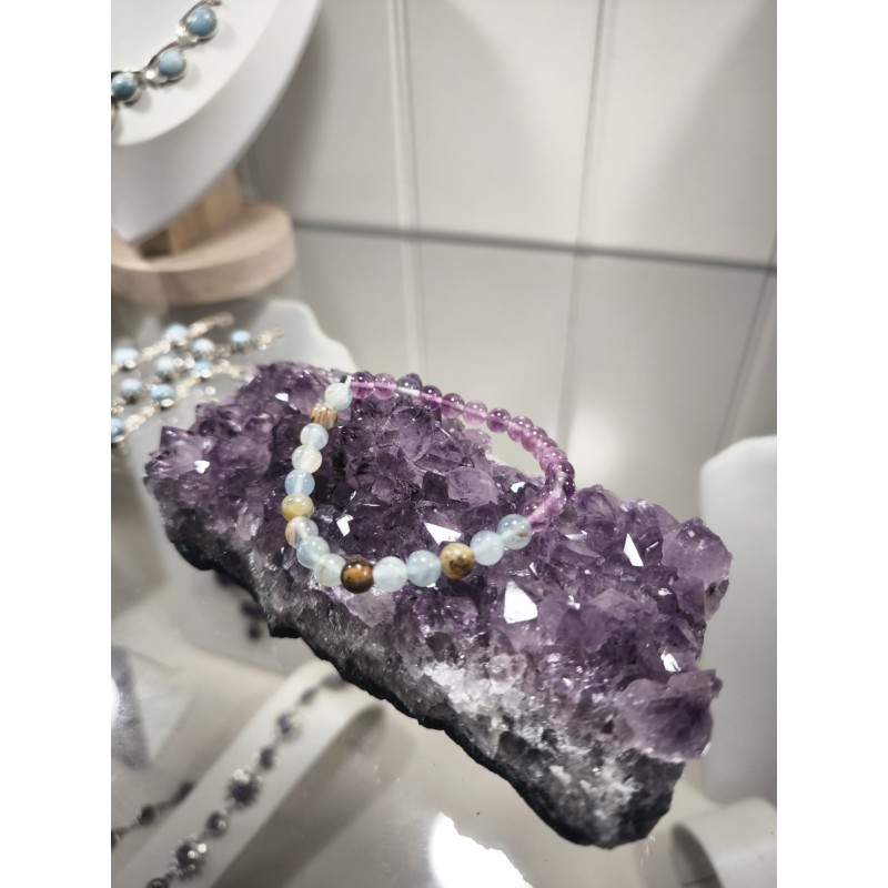 Protezione Calcedonio Blu e Fluorite viola