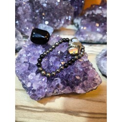Bracciale Ossidiana, Pirite ed Ematite Protezione ed Abbondanza