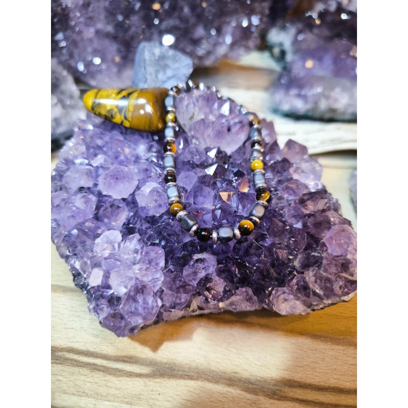 Bracciale Occhio di Tigre ed Ematite Protezione ed Abbondanza