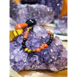Bracciale Occhio di Tigre, Diaspro rosso ed Ossidiana Protezione,Abbondanza e Sicurezza