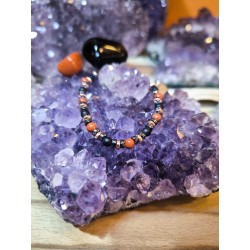 Bracciale Ematite, Diaspro rosso ed Ossidiana Protezione,Sicurezza e Forza