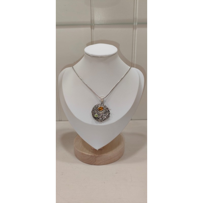 Pendente Cerchio energico Peridoto e Citrino ( Abbondanza e Protezione )