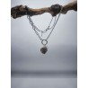 Collana Acciaio Sun protezione con cuore di Pirite