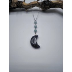 Collana Acciaio Moon protezione con Ametista ed Amazzonite