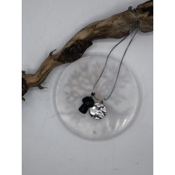 Collana Acciaio Funghetto protezione con Ossidiana
