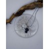 Collana Acciaio Funghetto protezione con Larvikite ( pietra di luna nera )