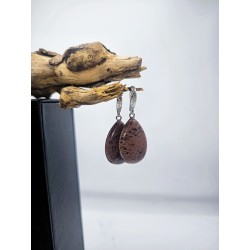 Orecchini Goccia Ossidiana Mogano
