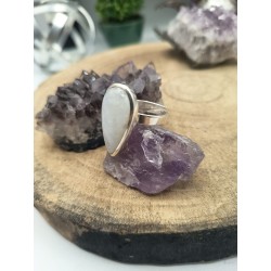 Anello regolabile Labradorite bianca goccia