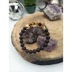 Bracciale in Ambra ed Ambra nera da uomo