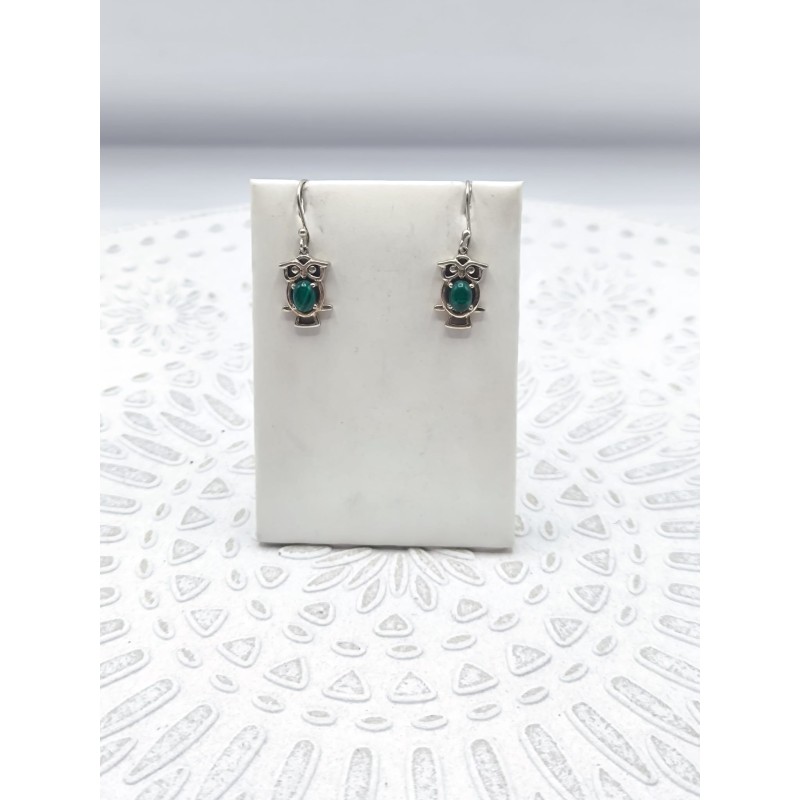 Orecchini Gufo protettore in Malachite