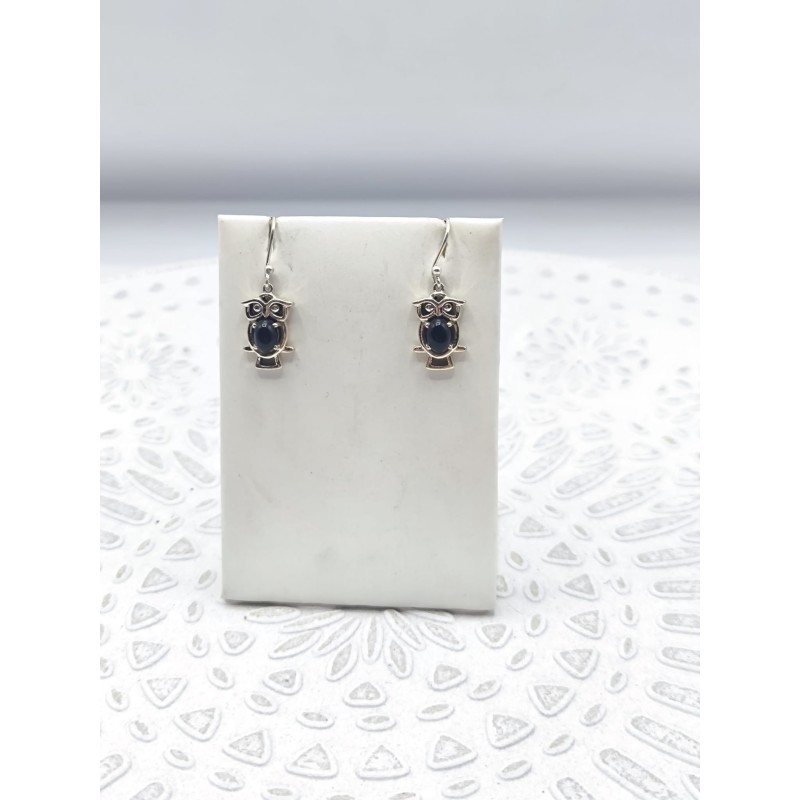 Orecchini Gufo protettore in Tormalina nera