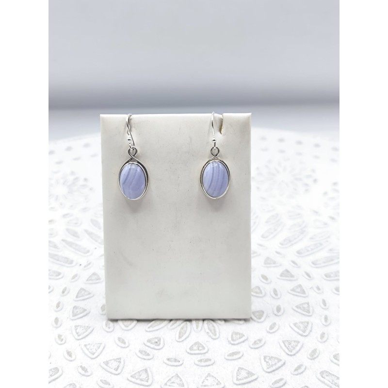 Orecchini Ovale in Calcedonio Blu