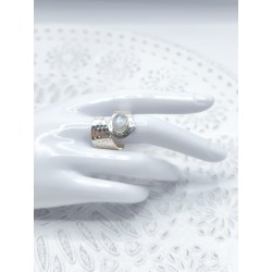 Anello regolabile Goccia Labradorite bianca