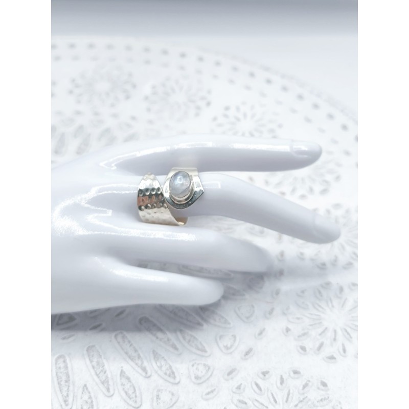 Anello regolabile Goccia Labradorite bianca