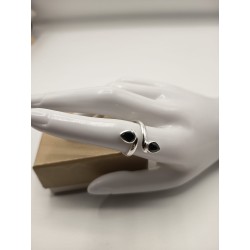 Anello Doppia Goccia in Ossidiana nera sfaccetata