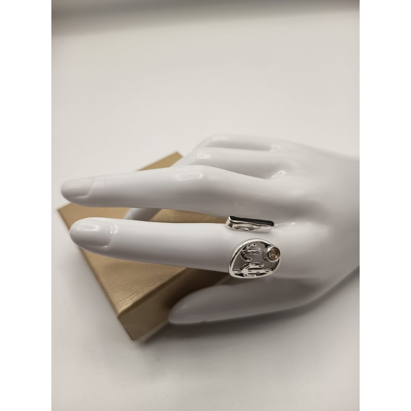 Anello Combo Quarzo fumè e Tormalina