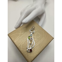 Ciondolo mix Gatto Peridoto + Topazio + Ametista + Citrino + Granato