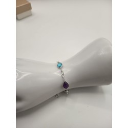 Bracciale mix Circle Quarzo rosa + Labradorite+ Ametista + Topazio