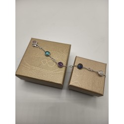 Bracciale mix Circle Quarzo rosa + Labradorite+ Ametista + Topazio