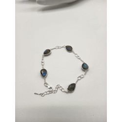 Bracciale mix Goccia Quarzo rosa + Labradorite+ Ametista + Topazio