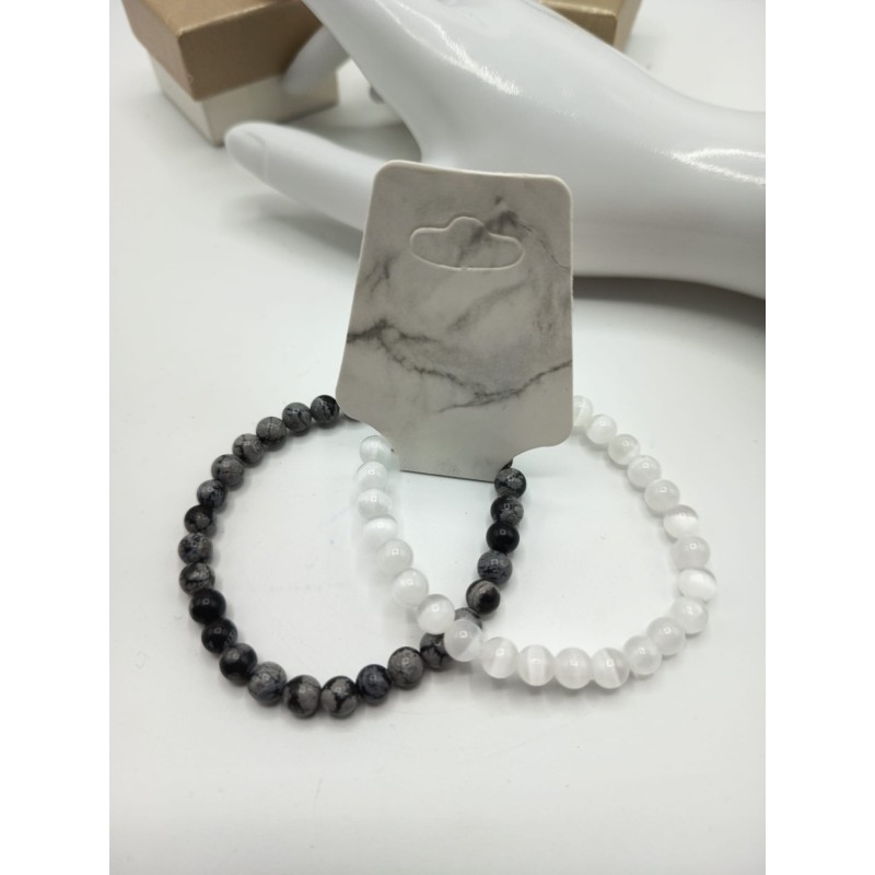 Combo Ossidiana fiocco di neve + Selenite