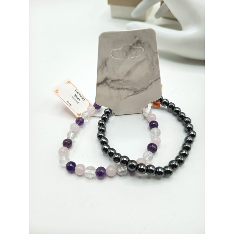 Combo Ametista + Cristallo di Rocca + Quarzo rosa + Ematite